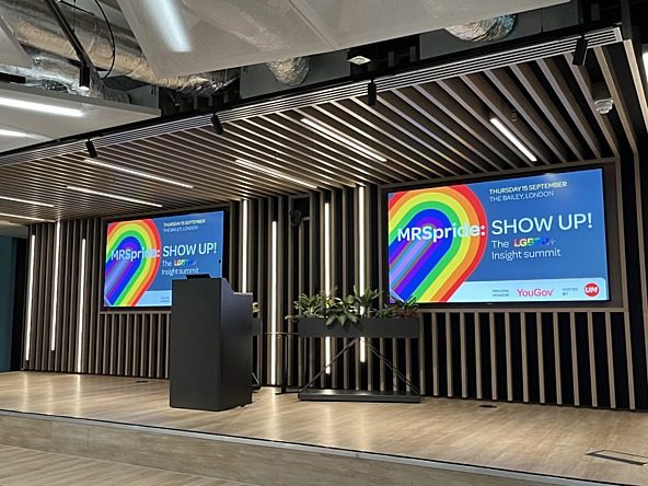 The stage at MRSpride's Show Up conference